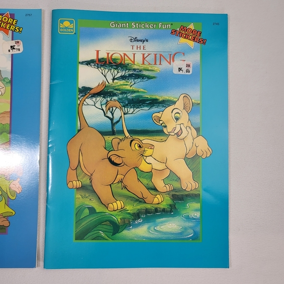 (2) Vtg Giant Sticker Fun Book - Disney The Lion King Snow White - Picture 2 of 13